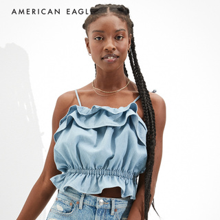 American Eagle Ruffled Tie-Strap Crop Top เสื้อ ผู้หญิง ทรงครอป (EWSB 035-3527-154)