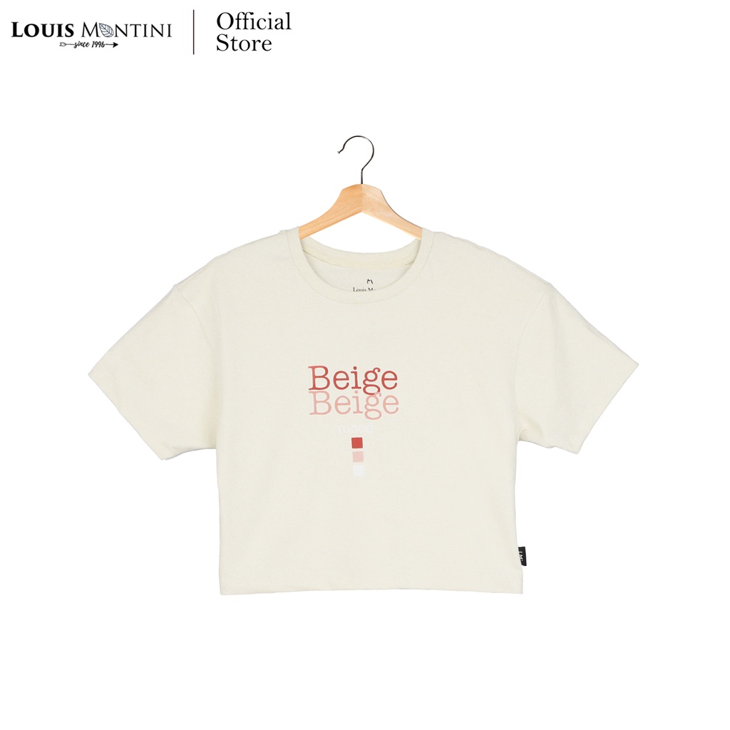 Louis Montini (Beige Beige) เสื้อครอปผู้หญิง Cotton 100% Women Crop tops LMTS02