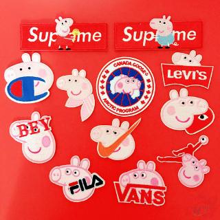 แผ่นแพทช์ปักรูปโลโก้ peppa pig 1 ชิ้น（Fashon Brand Logo Patch）