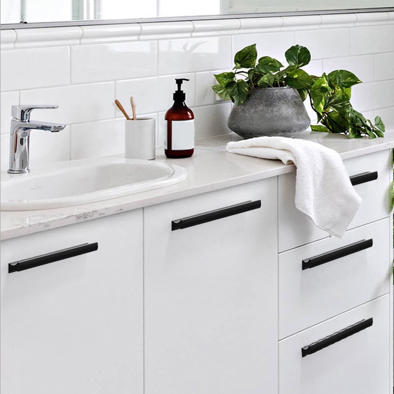 Yaexit มือจับตู้เสื้อผ้า ตู้กับข้าว สีดํา และลูกบิด