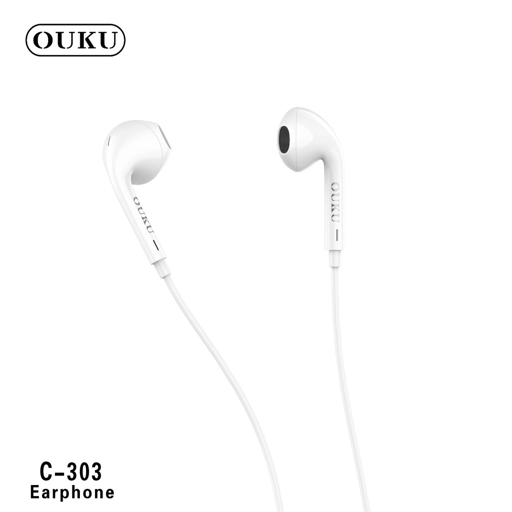 หูฟัง OUKU C303 หูฟัง Small talk หูฟังใช้ได้โทรศัพท์ทุกรุ่น เสียงดี เสียงนุ้ม สุดคุ้ม พร้อมส่ง(รับประกันหนึ่งปี)