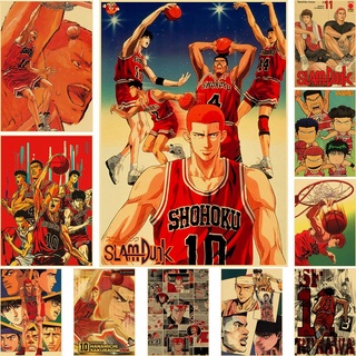 โปสเตอร์กระดาษคราฟท์ ลายการ์ตูน Slam Dunk สไตล์ญี่ปุ่น สําหรับตกแต่งผนังบ้าน บาร์ คาเฟ่