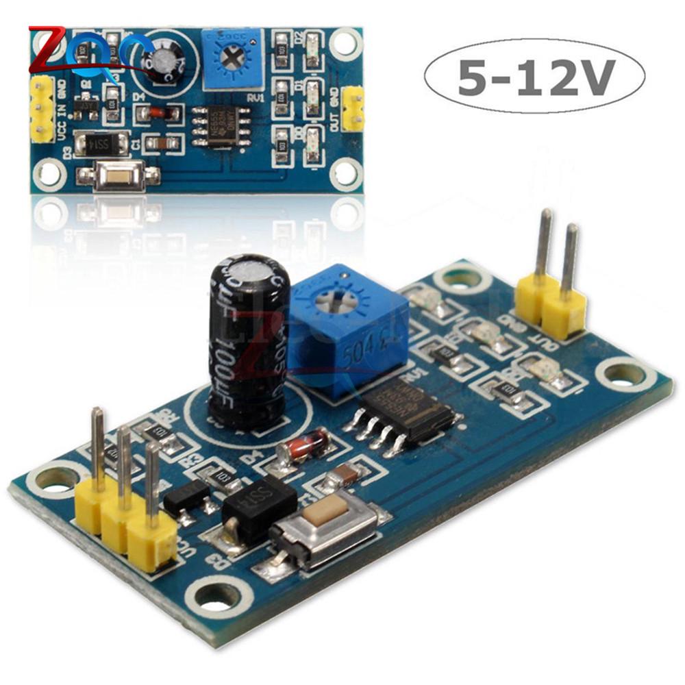 ne 555 dc 5-12 v delay relay shield แผ่นบอร์ดโมดูลสวิทช์จับเวลา ac 250 v 10 a dc 30v 10a แสดงสถานะ led 0-150 วินาที