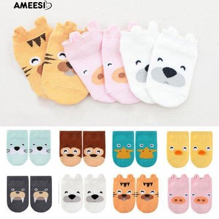 Ameesi Babys Babys Andle Cartoon สัตว์ลื่นถุงเท้าฝ้าย