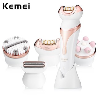 Kemei 4 in 1 Multifunctional Professional Beauty Kit Facial Hair Removal Epilator Massage Lady Shaver Face Care KM-296