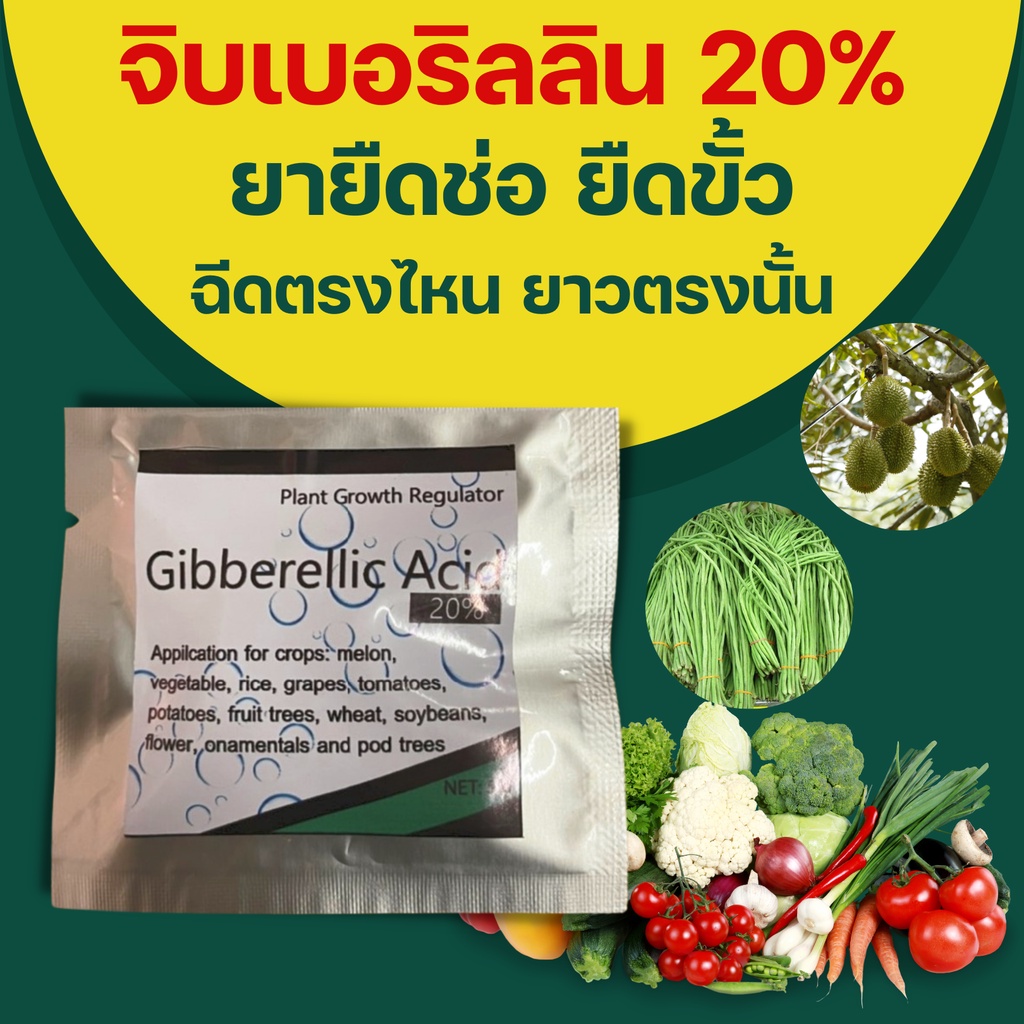 จิบเบอเรลลิก 20% จิ๊บเม็ด จิบเบอเรลลิน สารยืดลูก ยืดช่อดอก ชนิดเม็ด 5 กรัม