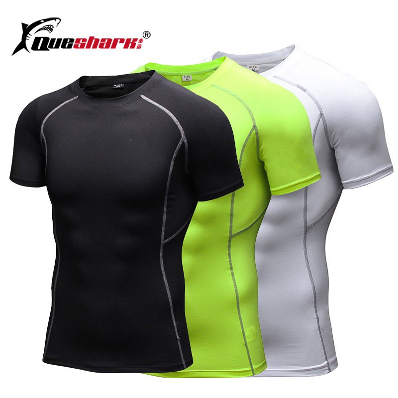 เสื้อเชิ้ตแขนสั้น แบบรัดรูป แห้งเร็ว ลายฉลาม มี 6 สี สําหรับผู้ชาย CC136