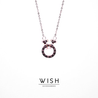 WISH016 - New Roman Necklace เซ็ตสร้อยคอพร้อมต่างหูไม่ลอกไม่ดำ สีโรสโกล