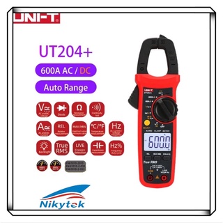 คลิปแอมป์ UNI-T UT204+ 600A/AC 600A/DC คลิปแอมป์ แคล้มป์มิเตอร์ มิเตอร์วัดไฟดิจิตอล UNI-T UT204+ Mini Digital Clamp Mete