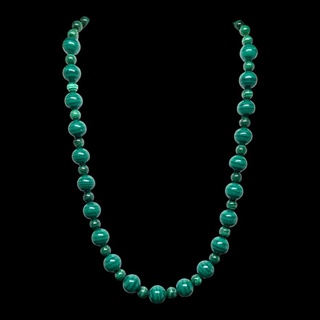 (ใส่โค้ดINCSM4Fเพิ่ม 20) สร้อยคอ หินมาลาไคต์ เม็ดทรงกลม Malachite Round Beads Necklace Handmade Gemstone Jewelry