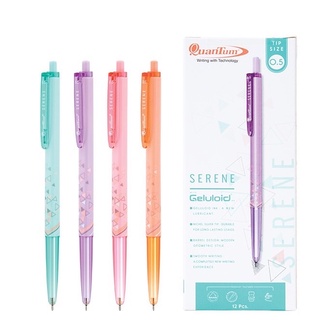 (12 ด้าม) ปากกาลูกลื่น Geluloid Quantum SERENE 0.5มม. หมึกน้ำเงิน