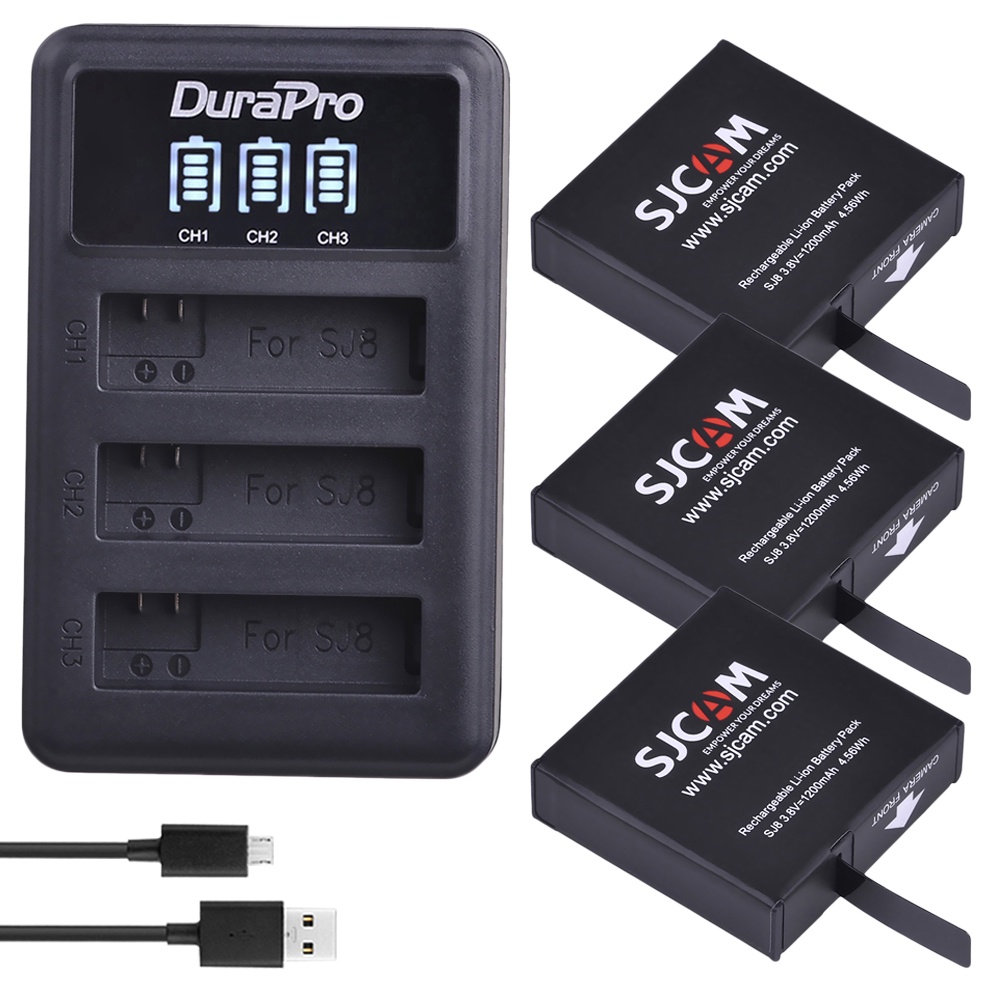 1200มิลลิแอมป์ชั่วโมงแบตเตอรี่ SJ8 LED ชาร์จสำหรับ SJCAM SJ8อากาศ,SJ8บวก,SJ8 Pro การกระทำกล้อง