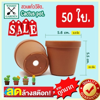 กระถาง PU012 ขนาด 2.2 นิ้ว สีอิฐ 50 ใบ เนื้อพลาสติกแน่นหนาทนทาน ราคาถูก กระถางแคคตัส กระถางกระบองเพชร