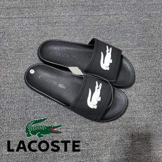 จัดส่งในวันเดียวกัน！！！รองเท้ายาง สำหรับผู้ชาย Lacoste sandals รองเท้าแตะรัดส้น สไตล์ original France Lacoste slippers