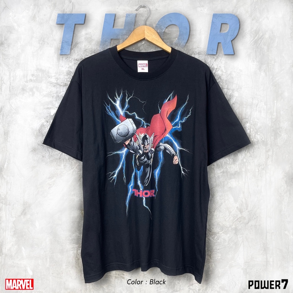 Power 7 Shop เสื้อยืดการ์ตูน ลาย มาร์เวล THOR ลิขสิทธ์แท้ MARVEL COMICS T-SHIRTS (MVX-037)