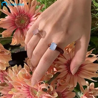 YEEZII Korea Ins แหวนอะคริลิคเรซิ่นสีลูกกวาดเครื่องประดับ