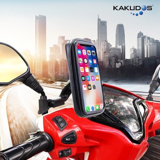 KAKUDOS MK807 ที่ยึดโทรศัพท์กับมอเตอร์ไซค์ ดีไซน์เป็นซองซิป กันน้ำ กันเปียก ติดตั้งกับแกนก้านกระจกมองข้าง