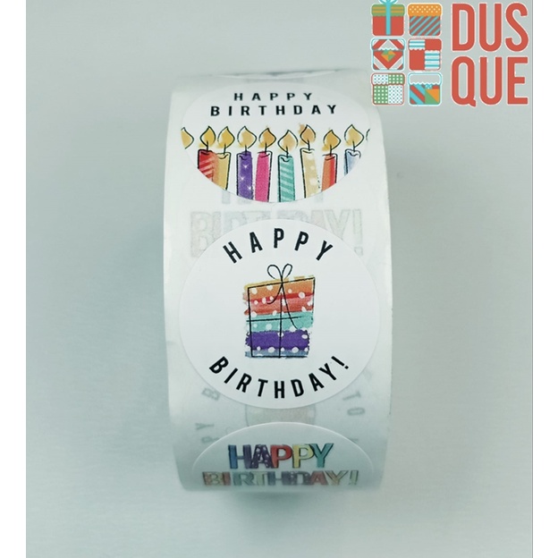 (1 แผ่น CONTAINS 10 ชิ้น) HAPPY BIRTHDAY-8 LABEL สติ๊กเกอร์ / ROUND HAPPY BIRTHDAY STICKERS 2.5 ซม. 