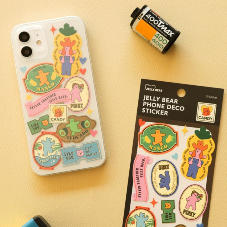 Jelly Bear Phone Deco Sticker สติ๊กเกอร์ติดโทรศัพท์ จาก Dailylike ลิขสิทธิ์แท้