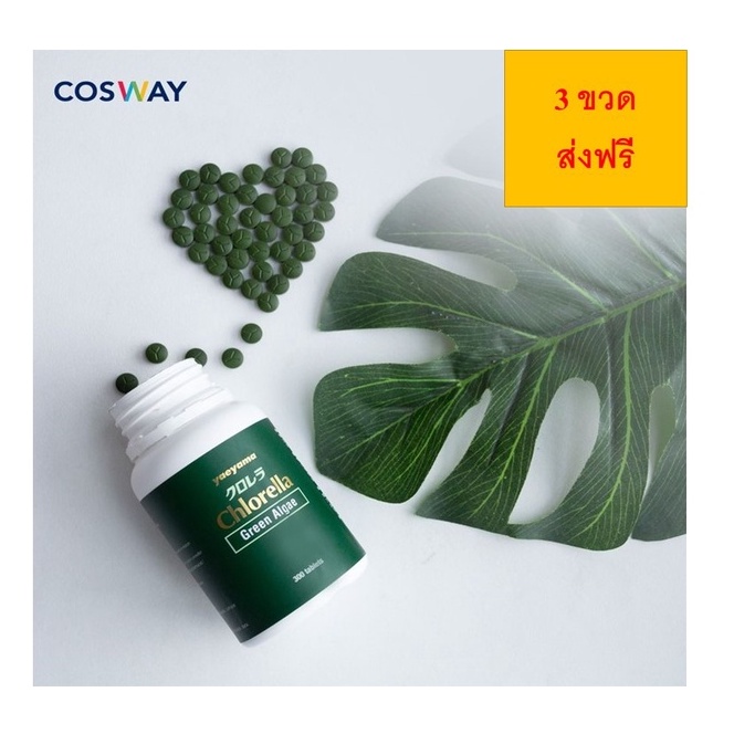 สาหร่าย 3 ขวด Yeayama Chlorella เยยาม่า คลอเรลล่า จากญี่ปุ่น เซลล์เดียว สไปรูลิน่า Spirulina