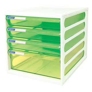 ตู้เอกสาร 4 ชั้น โครงสีขาวลิ้นสีเขียวใส ออร์ก้า CFB-4/4-layer file cabinet, white frame, clear green tongue, ORCA CFB-4