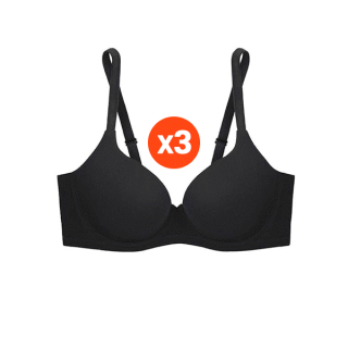 Sabina ซาบีน่า เสื้อชั้นใน (Set 3 ชิ้น) (มีโครง) Seamless Fit รุ่น S-Sixnatuer บัวตูม รหัส SBXS2200BK สีดำ