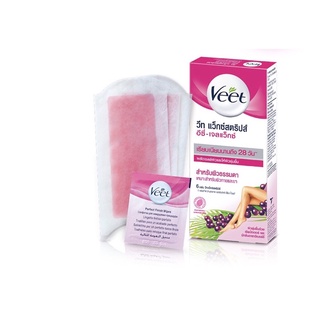 (แพค1กล่อง)Veet Wax Strips Easy-Gelwax 6sheet วีท แว็กซ์สตริปส์ อีซี่-เจลแว็กซ์ 6แผ่น สำหรับผิวธรรมดา