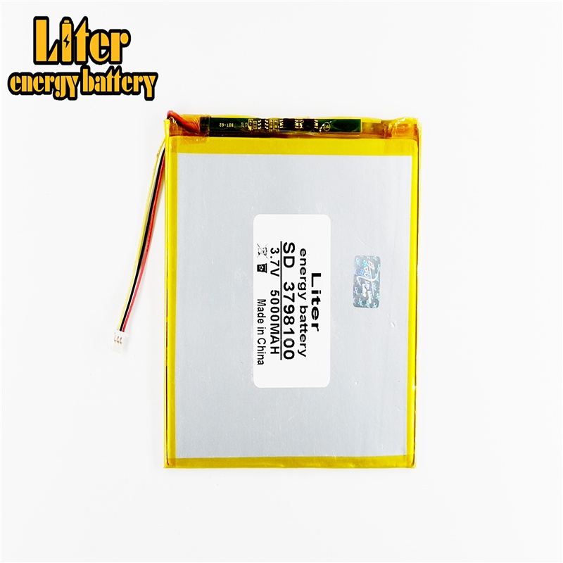 1.0mm 3wire connector 3.7v 3798100 35100100 lithium polymer battery with pcm backup 5000mah tablet p