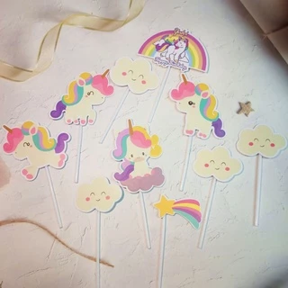 ป้ายปักเค้ก ชุดUnicorn ยูนิคอน ม้า ยูนิคอร์น และชุดPony