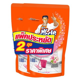 ราคาพิเศษ!! มิสเตอร์มัสเซิล ผลิตภัณฑ์ทำความสะอาดพื้น กลิ่นฟลอรัลเพอร์เฟ็คชั่นส์ แบบถุงเติม 800 มล. แพ็คคู่ MR. MUSCLE Fl