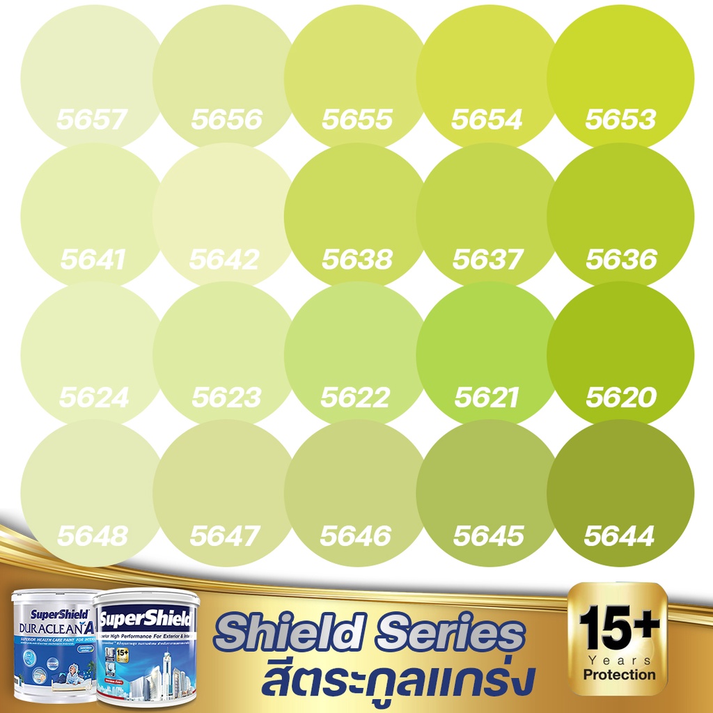 TOA Supershield + Duraclean A+ กึ่งเงา สีเขียวอ่อน ขนาด 9L สีภายนอก+สีภายใน สีเกรด15ปี สีน้ำ สีทาบ้าน สีเกรดสูง