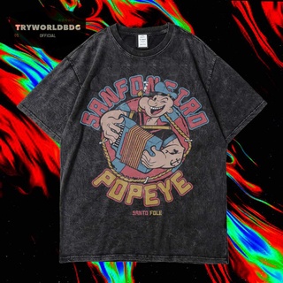 เสื้อยืดพิมพ์ลายแฟชั่น เสื้อยืด โอเวอร์ไซซ์ โอเวอร์ไซซ์ พิมพ์ลาย POPEYE OP VINTAGE