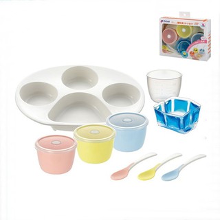 Richell TLI Series Weaning Starter Cup ชุดจานหลุม พร้อมถ้วย 3 สีและช้อนปลายนิ่มในชุด