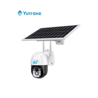 Yuntonghe กล้องวงจรปิด พลังงานแสงอาทิตย์ กันน้ํา IP66 1080P WIFI/4G SIM PTZ 360° outdoor IP Camera