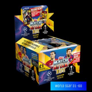 การ์ดฟุตบอล 19/20 Match Attax 101 ใบฟอยด์ World Star อันดับ 31-60