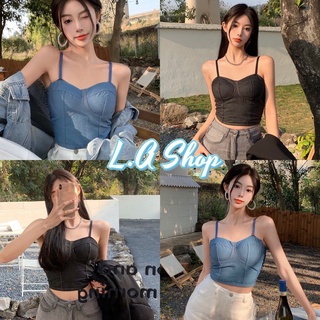 L.A Shop พร้อมส่ง เสื้อสายเดี่ยวมีฟองน้ำ สม็อคหลัง รัดรูปเซ็กซี่ สียีนส์3สี "FY1860"