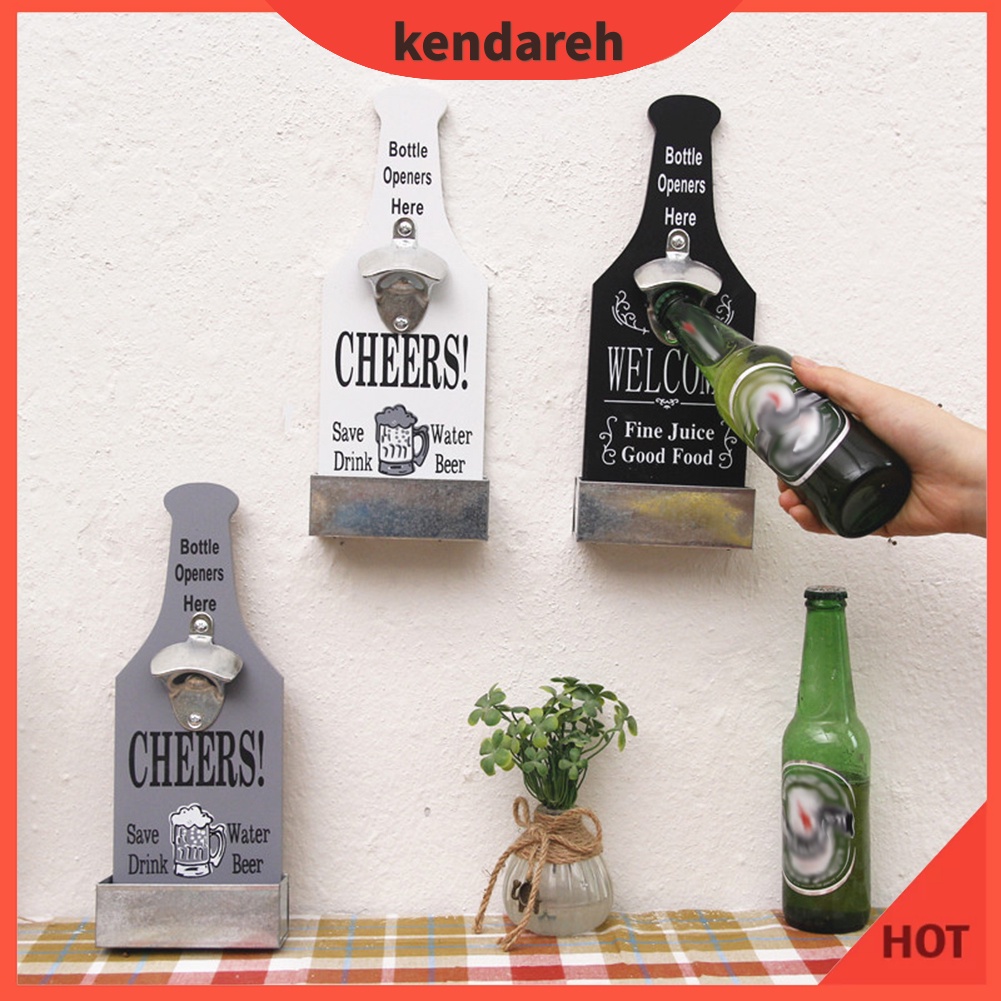Ke ไม้แขวนที่เปิดขวด Vintage Cap Remover ร้านอาหาร Wall Plaque Decor