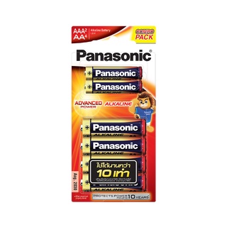 Chaixing Home ถ่านอัลคาไลน์ PANASONIC รุ่น K-KJL6TA ขนาด AA (4 ก้อน) + AAA (2 ก้อน) สีแดง