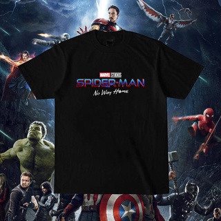 เสื้อยืดสีขาวเสื้อยืดคอกลมพิมพ์ลาย Marvel Spider-Man ลําลองสําหรับผู้ชายสีขาวสีดําขนาด S-4XlS-5XL