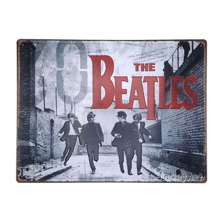 ป้ายสังกะสีวินเทจ The Beatles (ปั๊มนูน), ขนาด 30x40 ซม