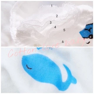 ‼️พร้อมส่ง✅ผ้าเช็ด​ผม🐳เช็ดหน้า​เช็ดตัวเด็กมัสลิน 35x75​cm.คอตตอน​100​ ทอ6ชั้น