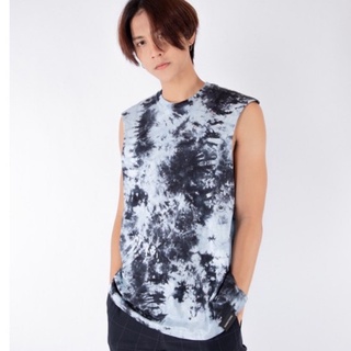 เสื้อมัดย้อมสีสด UNISEX | TIE DYE T-SHIRT | ผ้า Cotton100% - KT91-VEST(เสื้อกล้ามดอกเทาดำ)