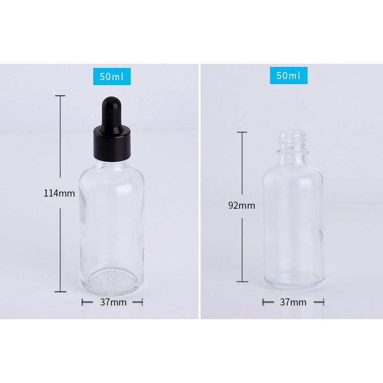 50ml ขวดแก้ว สีใส สำหรับใส่ของเหลว น้ำยา ดรอปเปอร์ น้ำมันหอมระเหย น้ำมัน เซรั่ม