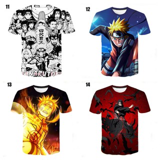 เสื้อยืดแขนสั้น พิมพ์ลายการ์ตูนนารูโตะ Uchiha Sasuke 3 มิติ สไตล์ฮาราจูกุ แฟชั่นฤดูร้อน สําหรับผู้ชาย และผู้หญิง