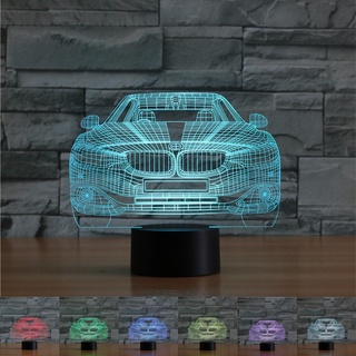 โคมไฟตั้งโต๊ะอะคริลิค LED ไล่โทนสี 7 สี สําหรับตกแต่งบ้าน รถยนต์ BMW