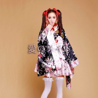 [New product in stock] 6-piece set full set of heavy cherry blossom Cosplay cartoon clothing kimono maid dress Lolita princess dress quality assurance VQEY