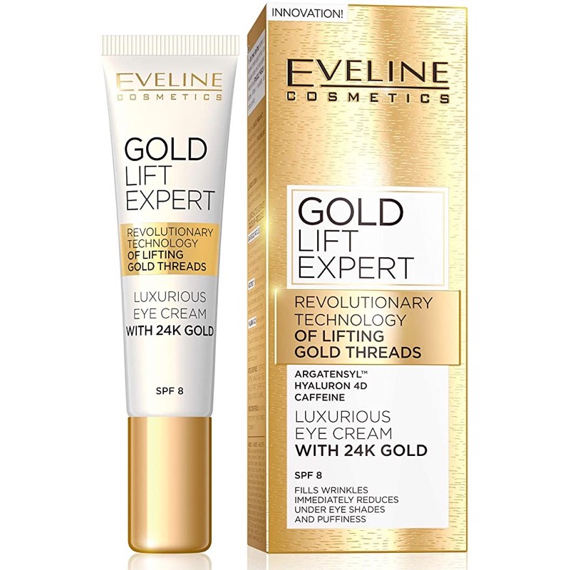 Eveline Cosmetics Gold Lift Expert | 15 ml | Luxurious Golden Under Eyes & Eyelids Cream | Wrinkle F
