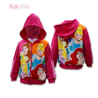 Disney เสื้อแจ็คเก็ต เสื้อแจ็คเก็ตเด็กหญิง ลายการ์ตูน เจ้าหญิง Princess จาก NADreams สีชมพูเข้ม