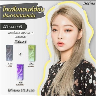 Berina ชุดเซ็ทสี 3 กล่อง A6 A38 A40 บลอนด์อ่อนประกายทองหม่น