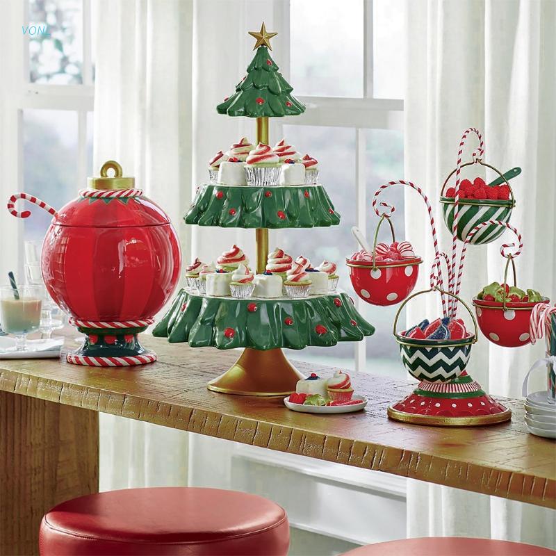 Vonl Christmas Tree Dessert Table Display Rack Tiered Cupcake Stand Fruit Plate Mini Cakes Candy Tower Cookie Snack Tray Buffet Serving Holder Party Decoration